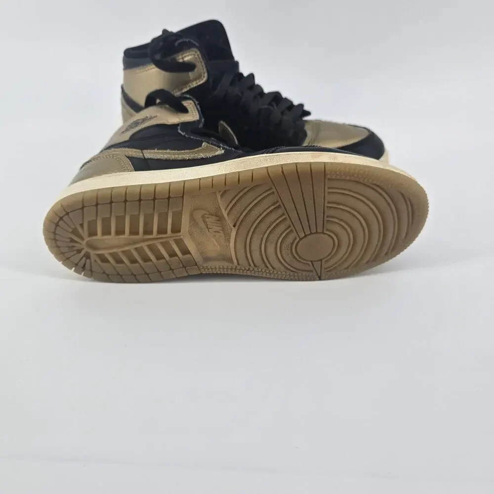 Nike Air Jordan 1 Mid Black Gold Kids Size 2Y Youth Sneakers Shoes